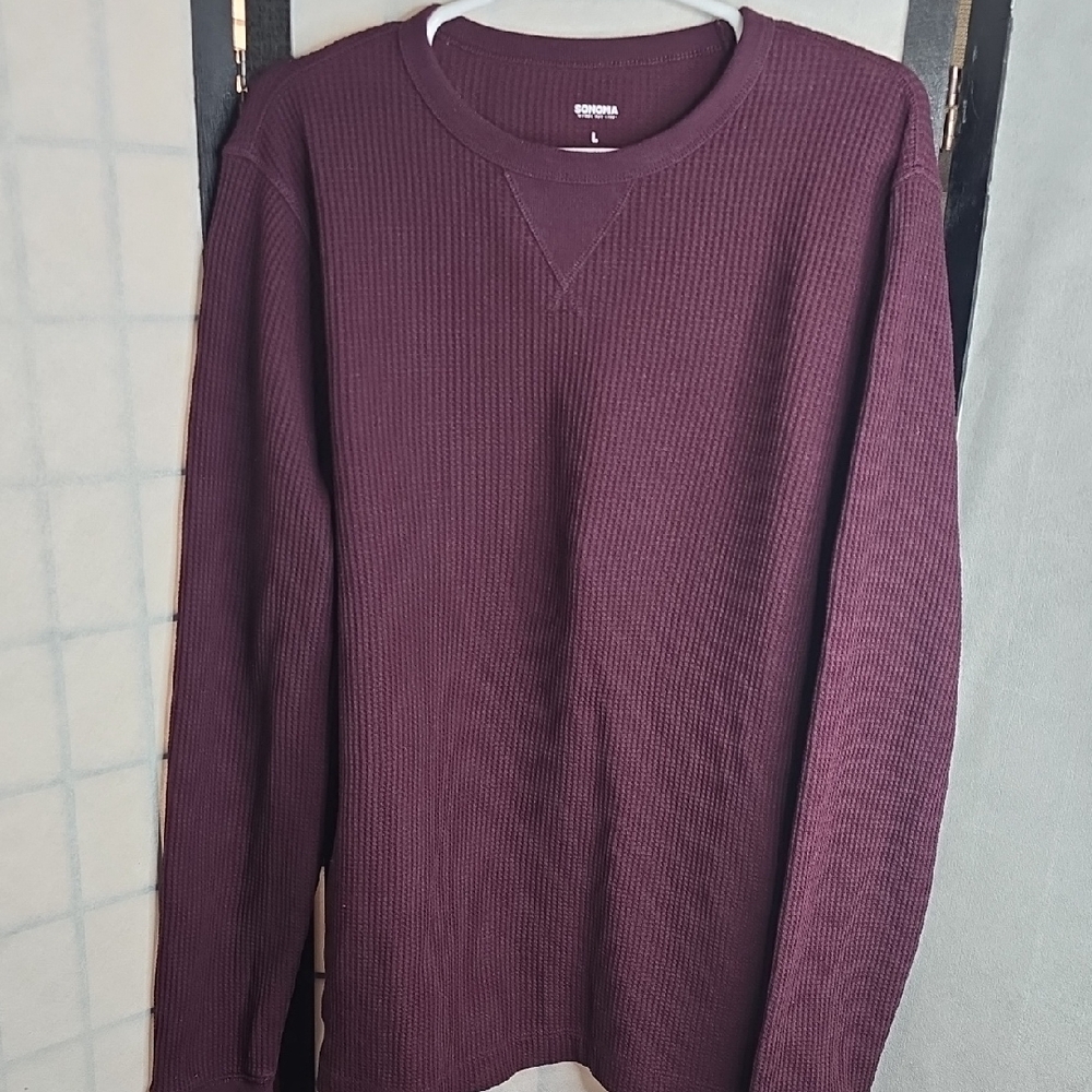 Sonoma Men's Dark Red Crewneck Sweater
